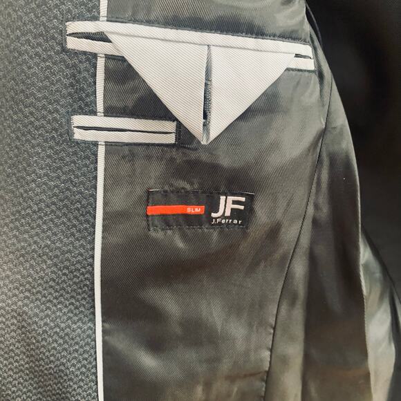 JF J. Ferrar Sz 36R Men's Slim Fit Sport Coat Blazer Jacket Black Career Travel - Picture 6 of 8